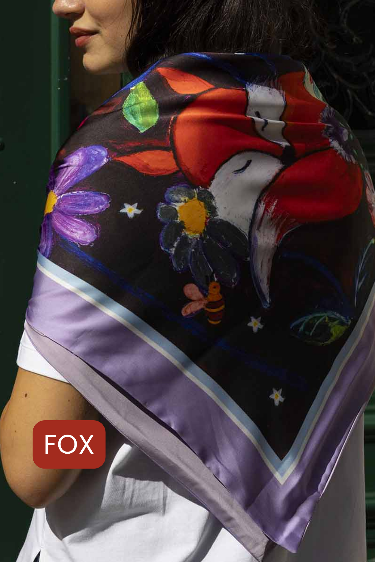 Set Silk Printed Animal Square Scarf