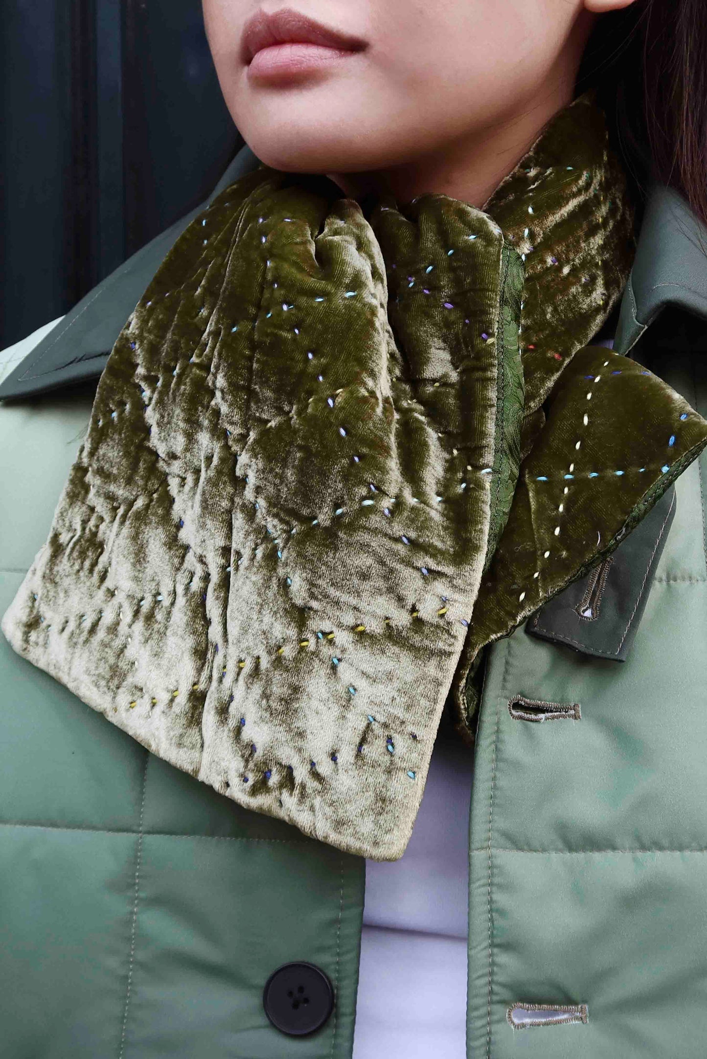 Hand-Quilted Silk Velvet Scarf