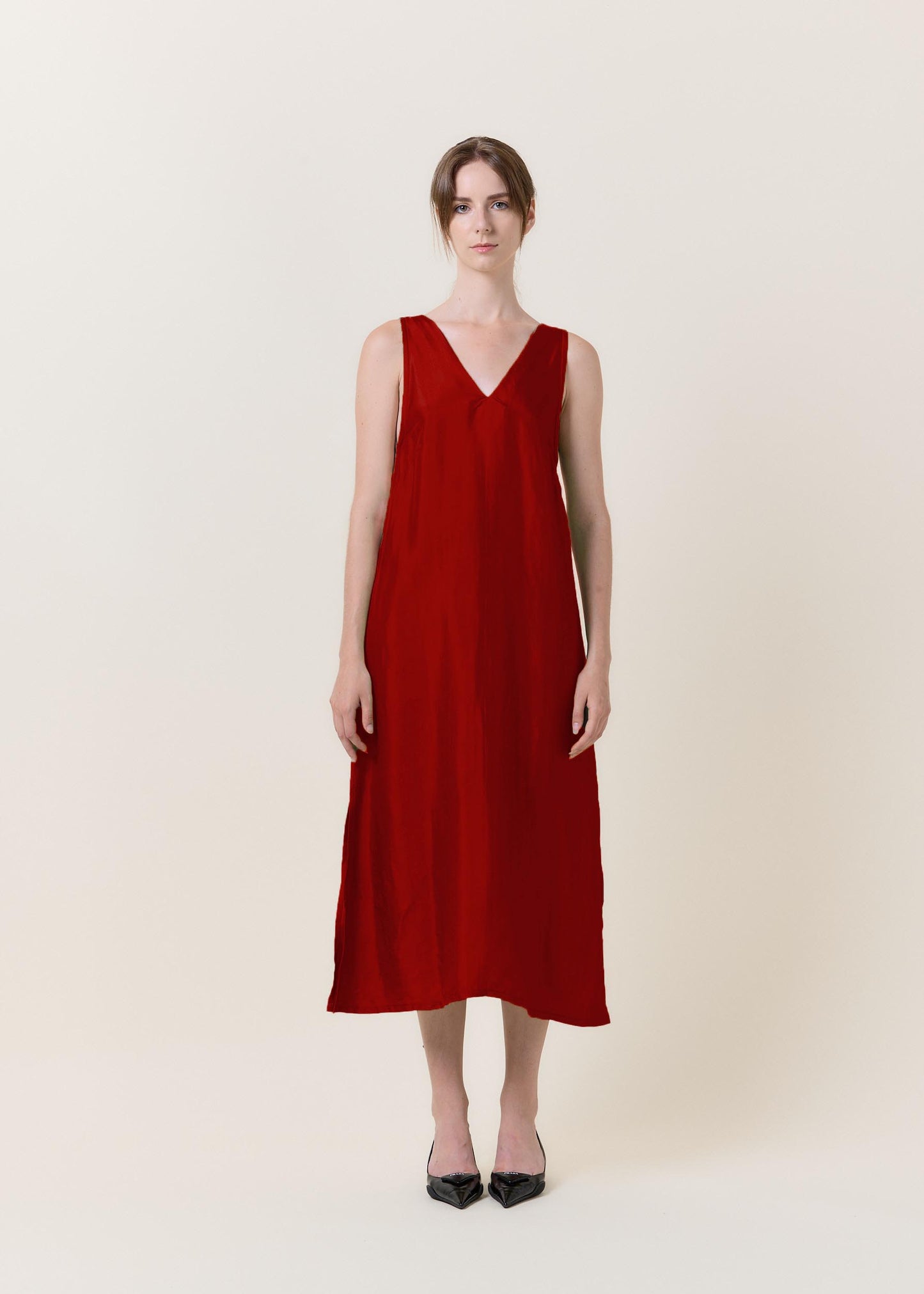 Red Silk Maxi Dress
