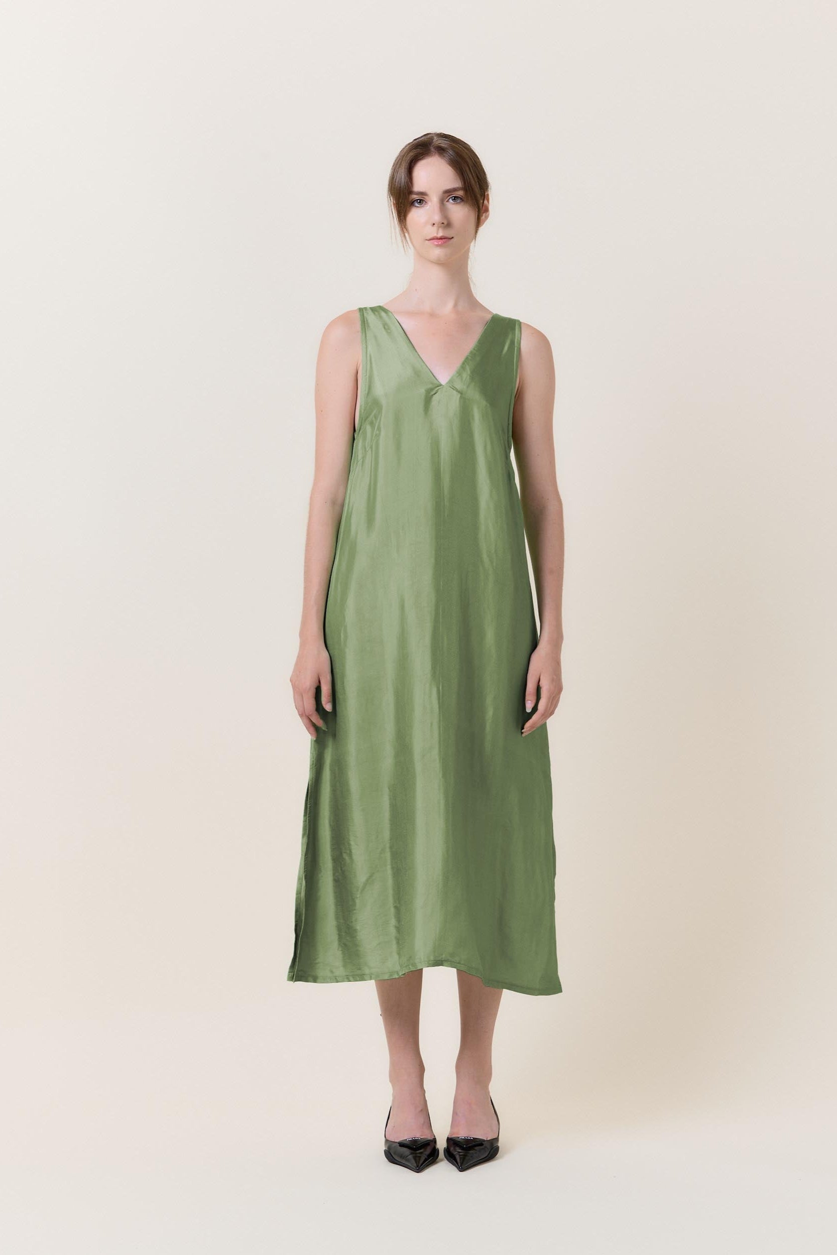 sage green silk maxi dress Sage Green Satin Cowl Neck Bridesmaid Dress A-Line Floor-Length