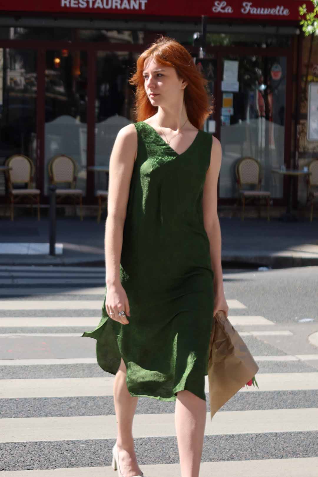Green Brocade Silk Dress