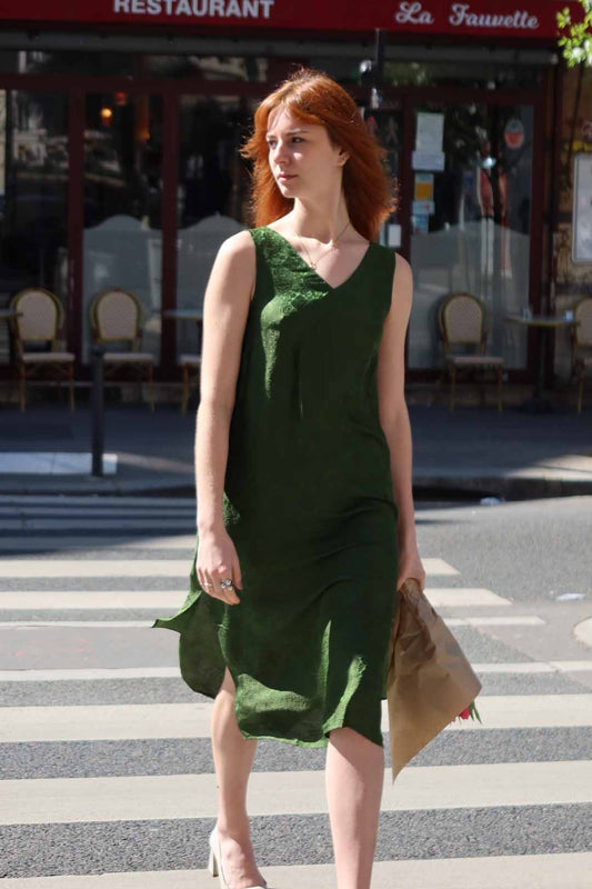 Green Brocade Silk Dress