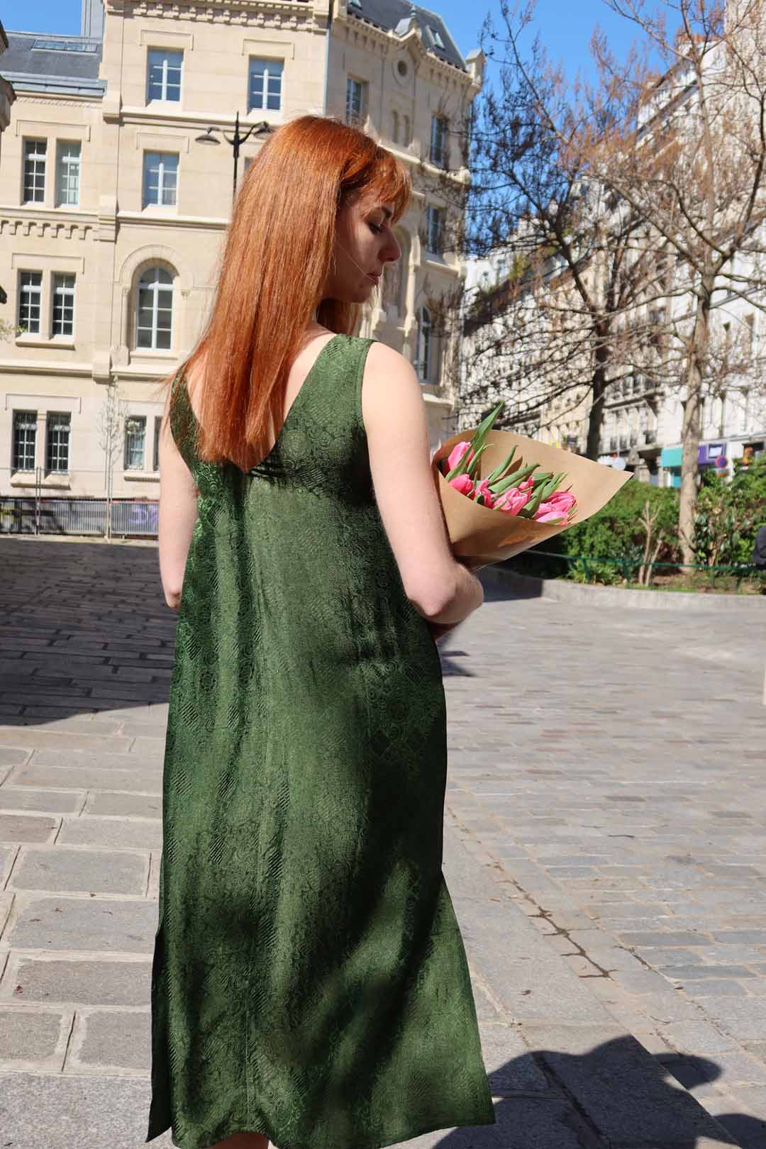 Green Brocade Silk Dress