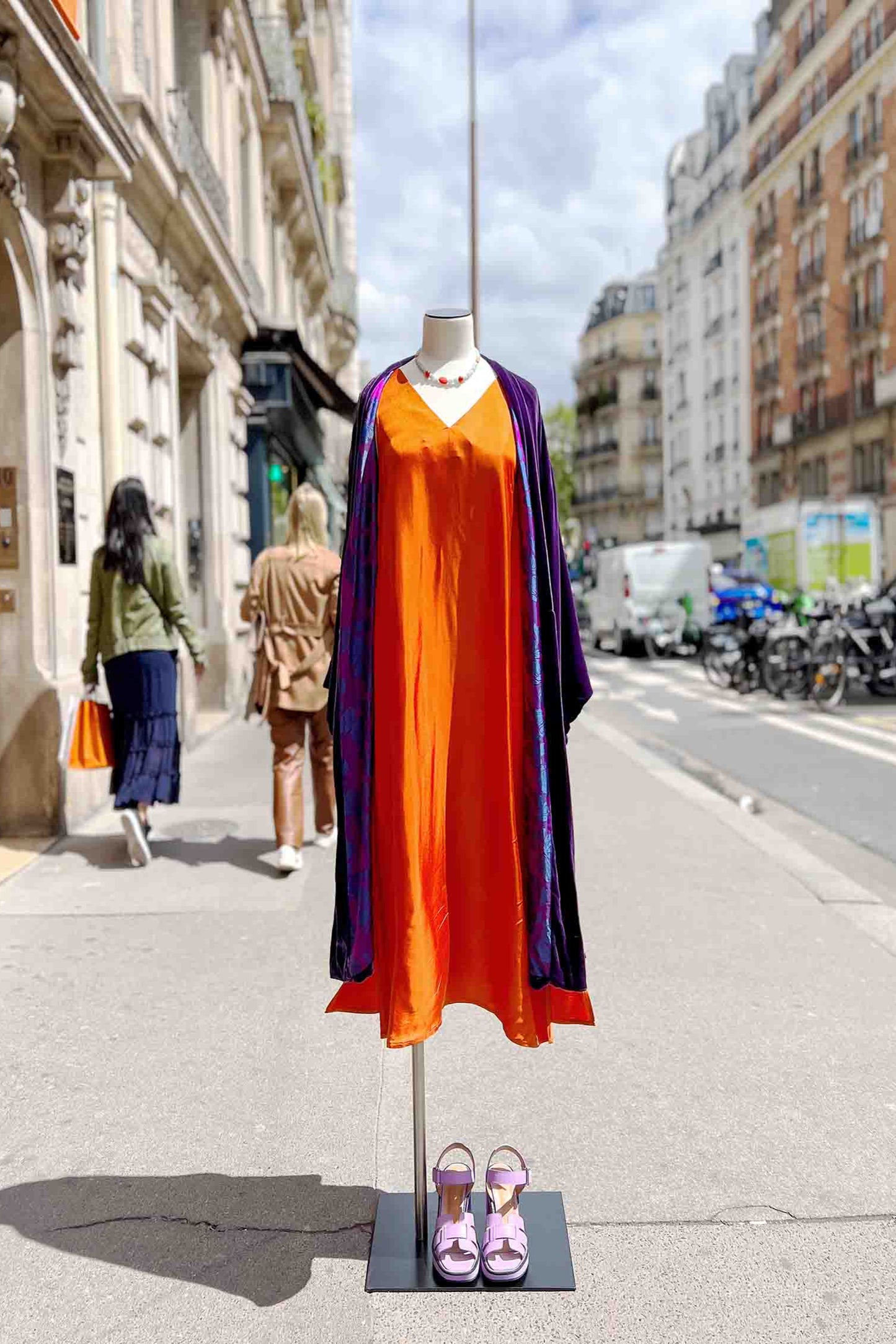 Orange Silk Maxi Dress