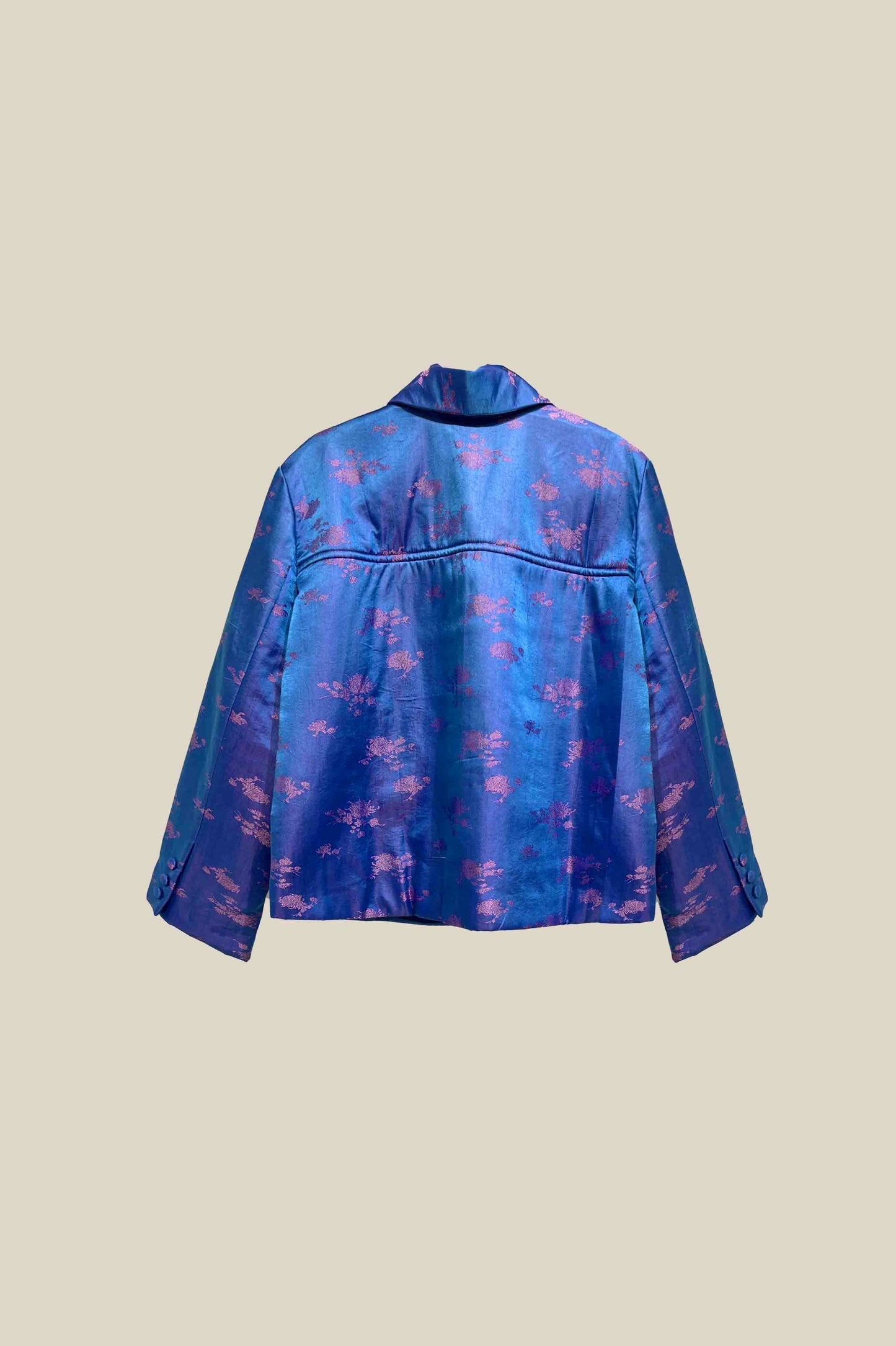 3 Layer Jacquard Silk Coat – Shirt Collar, Silk Lining