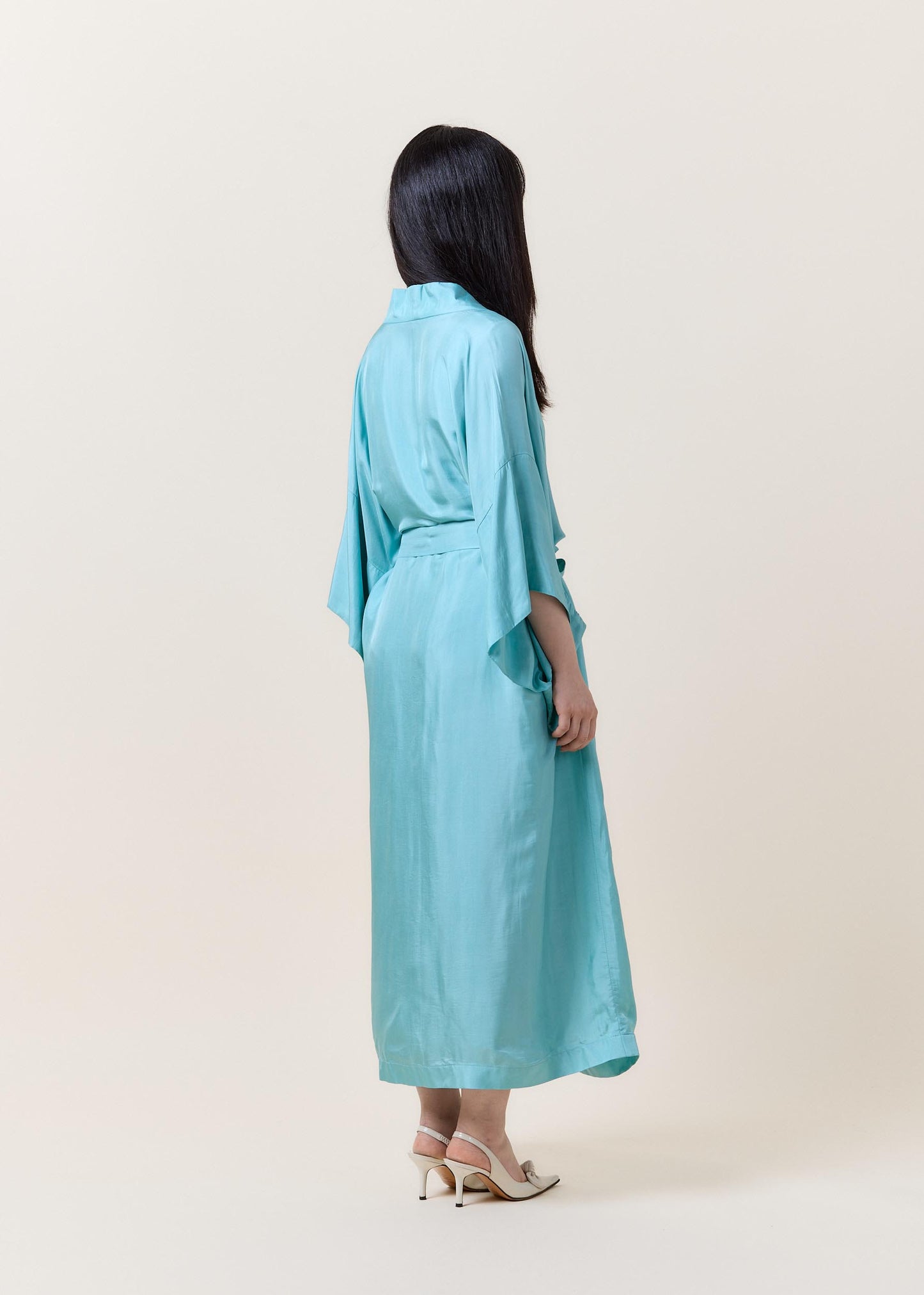 Blue Pastel Long Silk Kimono