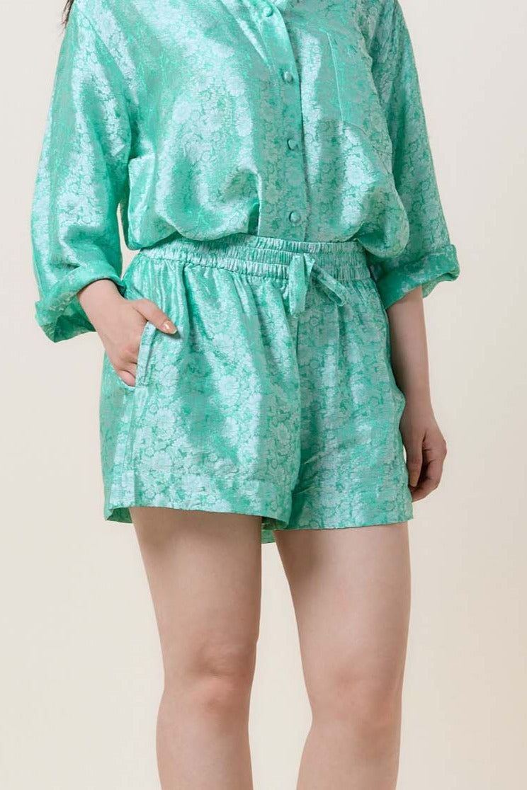Blue Silk Shorts
