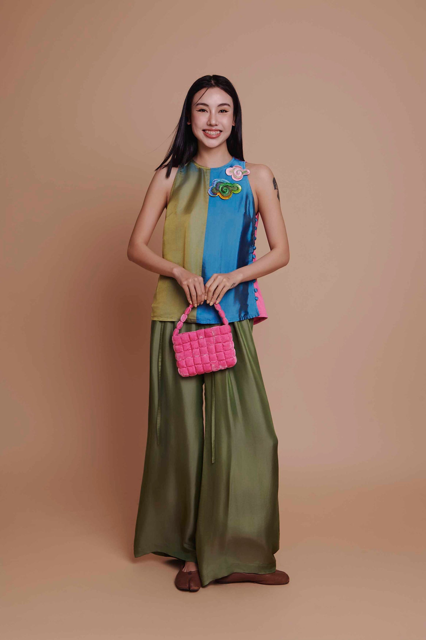 Sage Silk Trousers