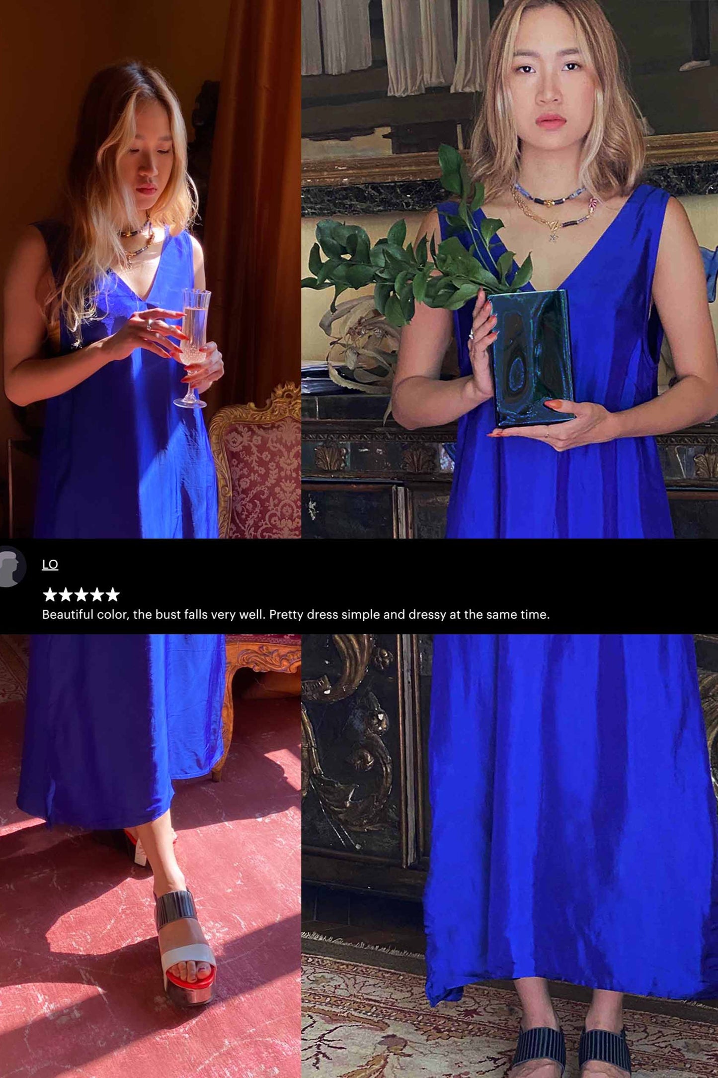 Blue Silk Maxi Dress
