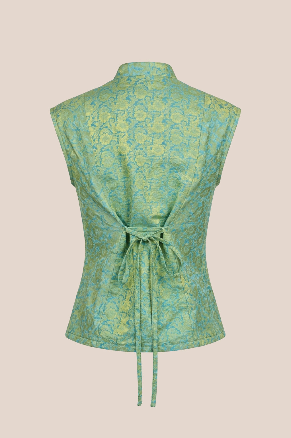 Sleeveless Mandarin Silk Top