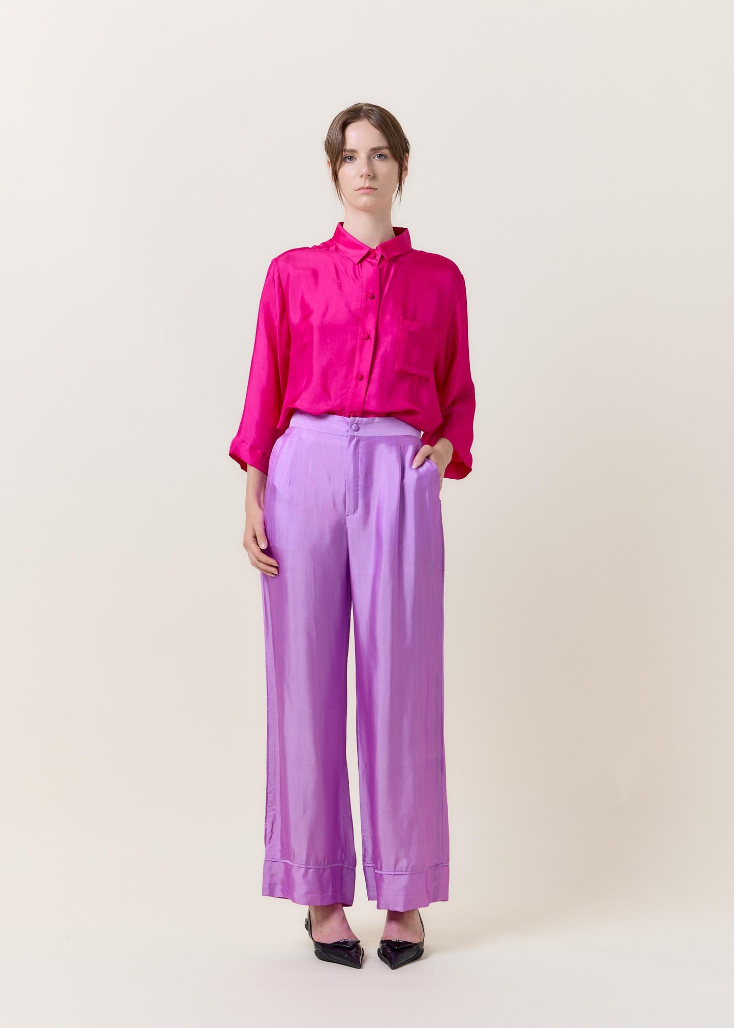 Magenta Silk Trousers LE