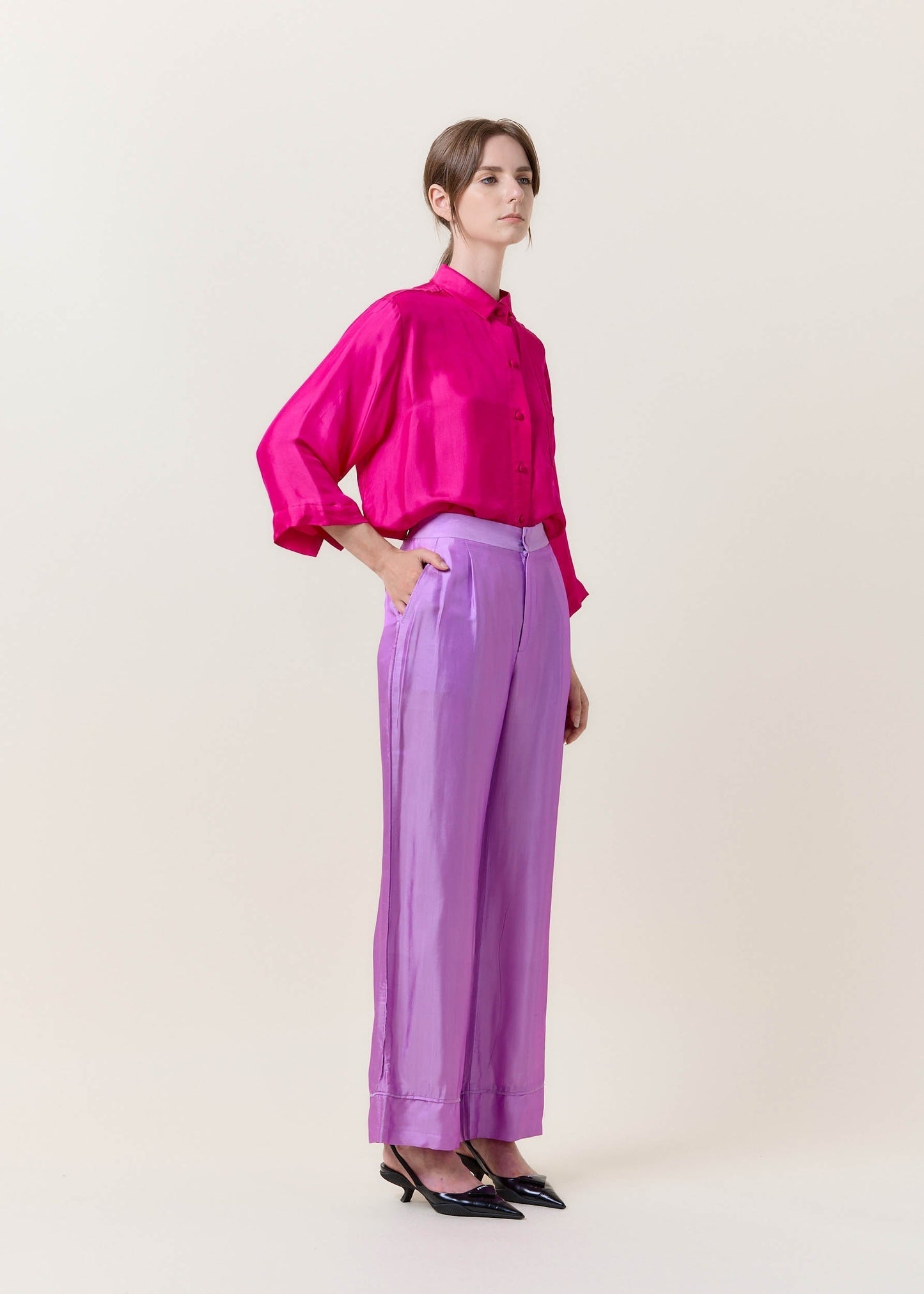 Magenta Silk Trousers LE