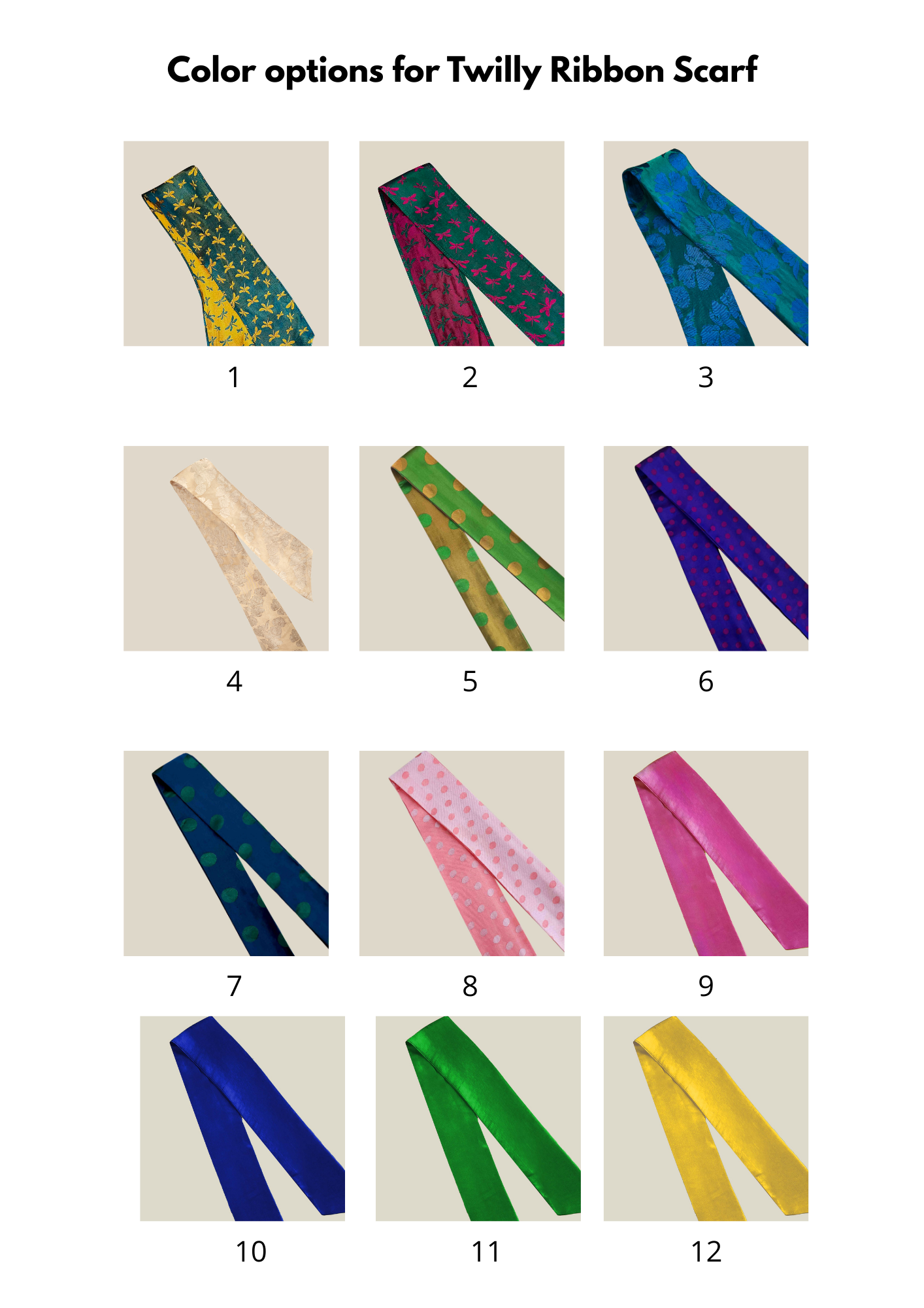 Set Twins - 2 Twilly Ribbon Scarves & 2 Square Scarves