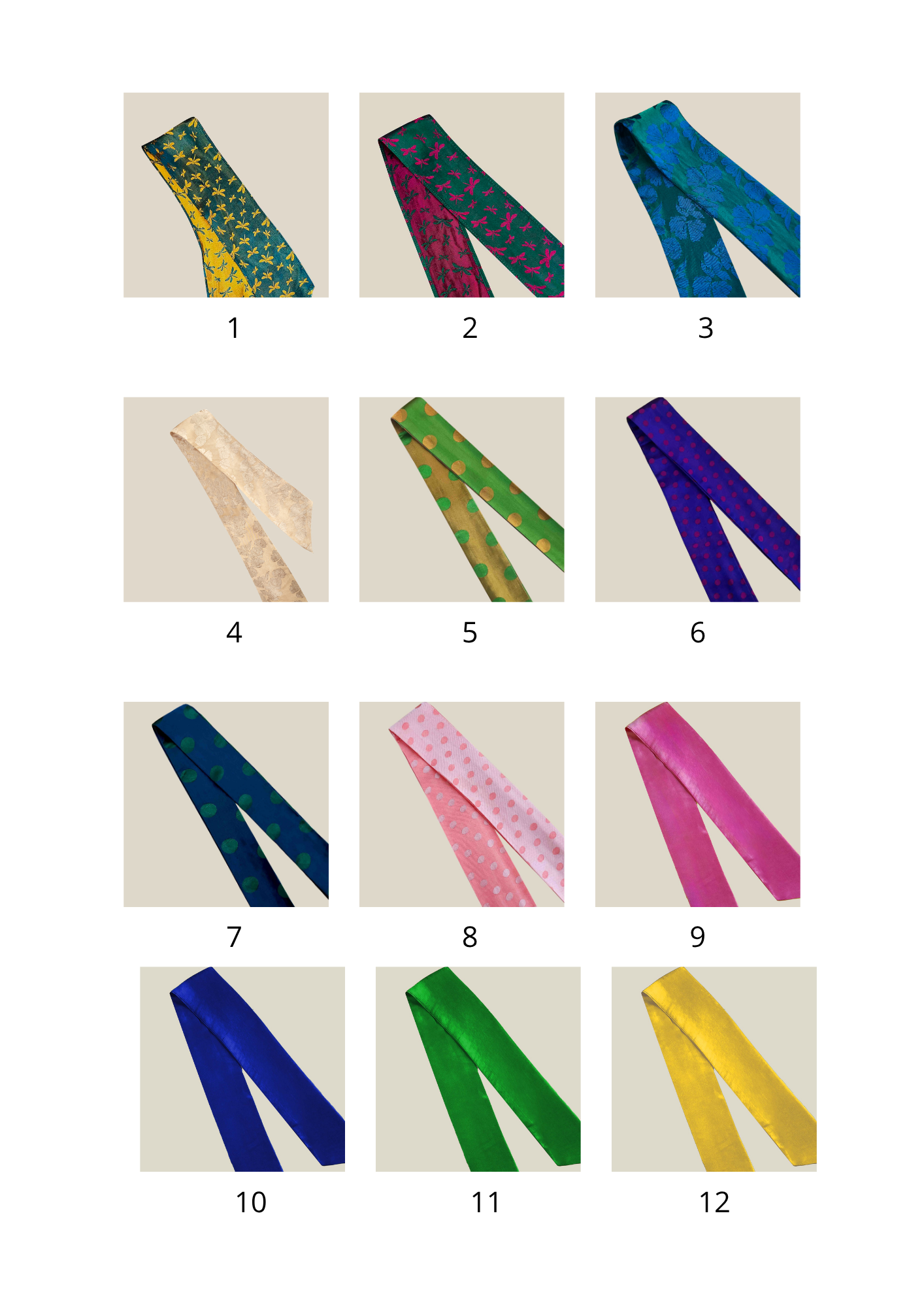 Set 5 Twilly Ribbon Scarves