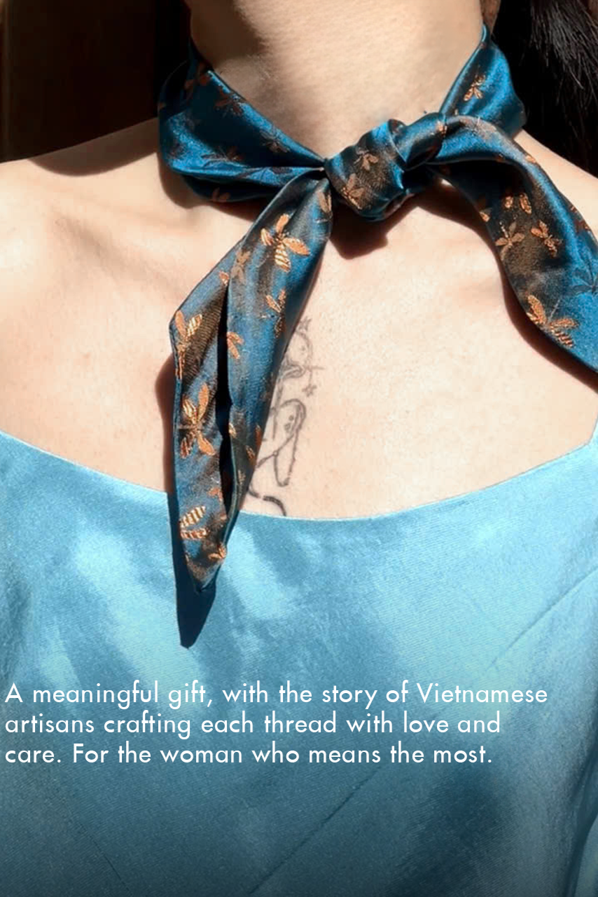 Bicolor Silk Ribbon Scarf