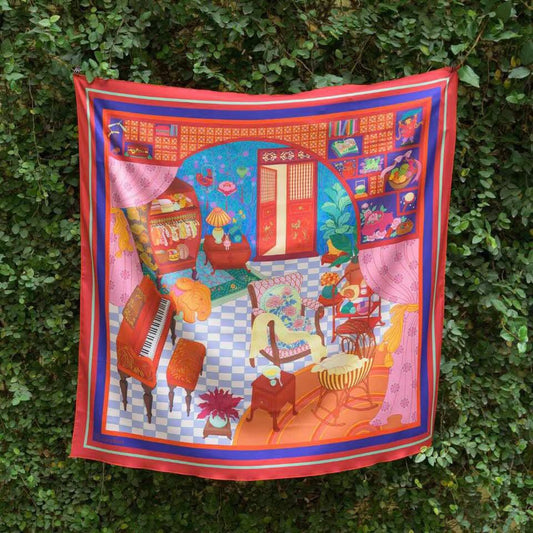 Printed Square Scarf - Cradle Red Room