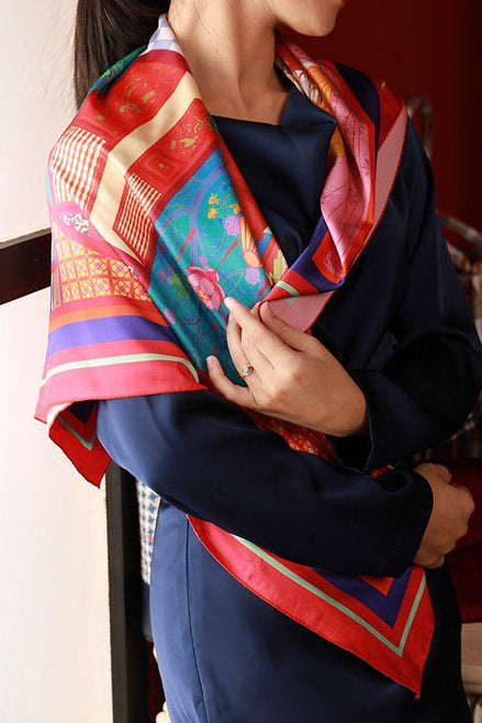 Printed Square Scarf - Cradle Red Room