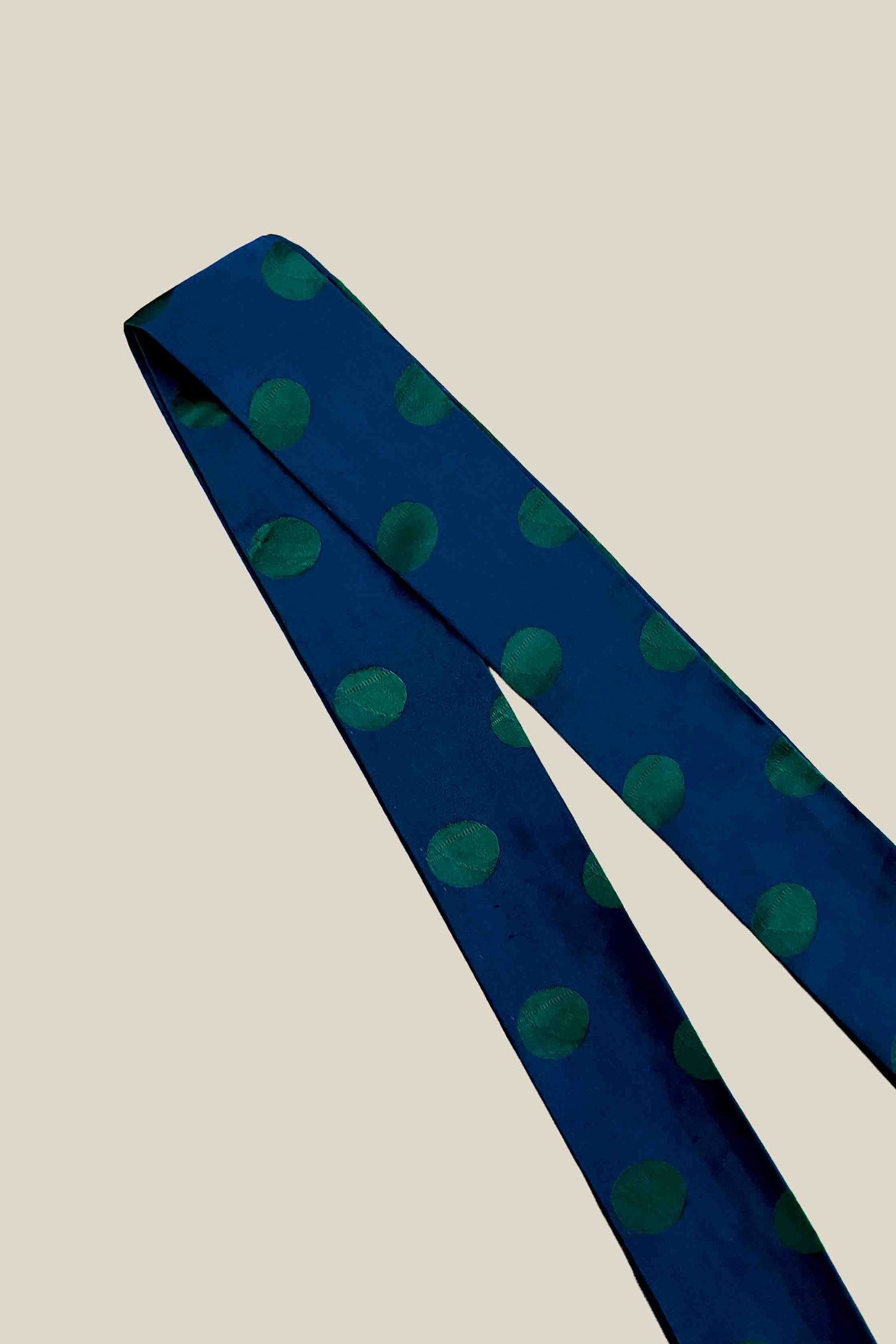 Blue Polka Dot Silk Twilly Scarf