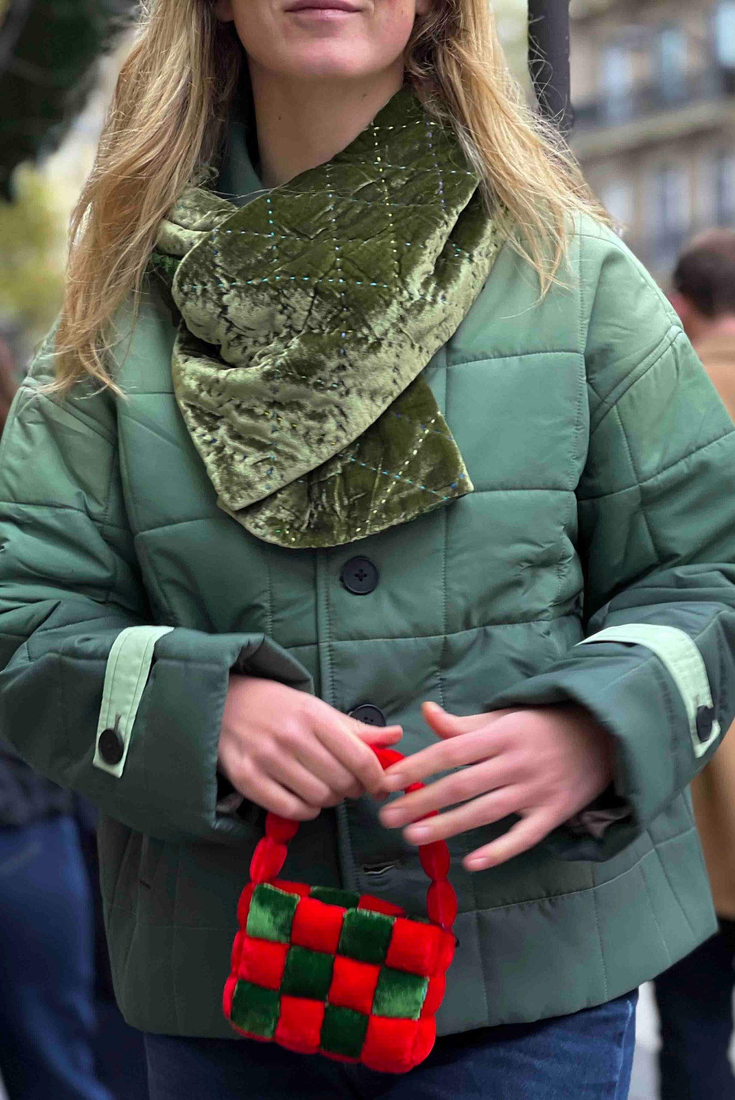 Hand-Quilted Silk Velvet Scarf