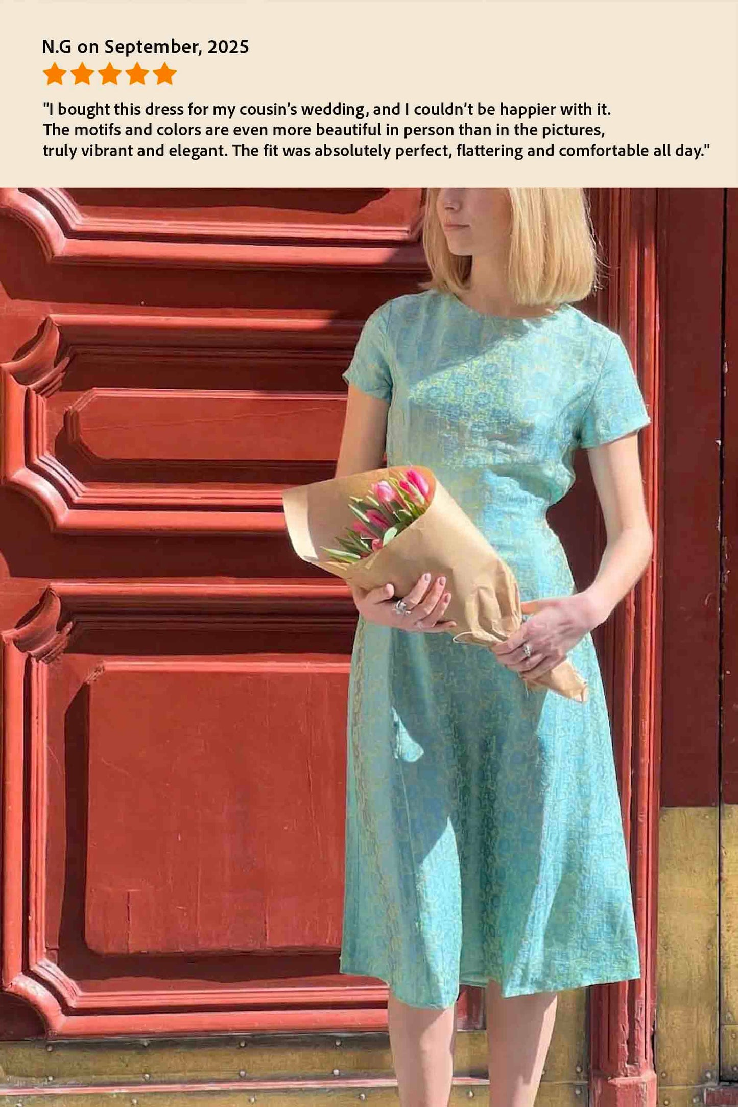 Mint Brocade Silk Dress RETRO