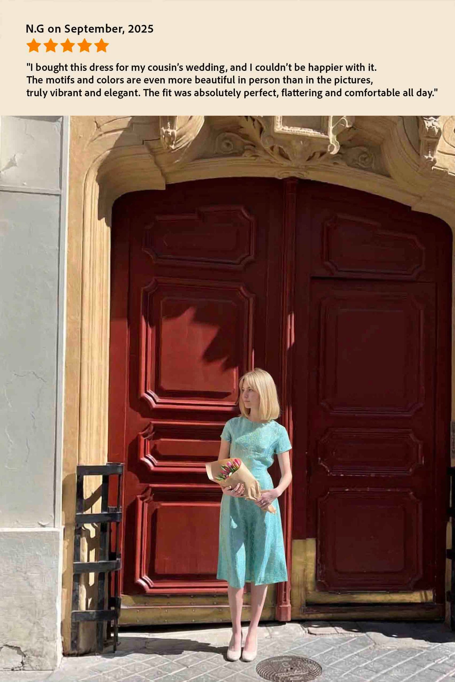 Mint Brocade Silk Dress RETRO