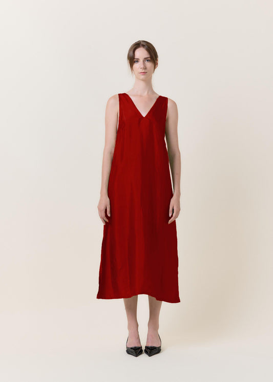 Red Silk Maxi Dress