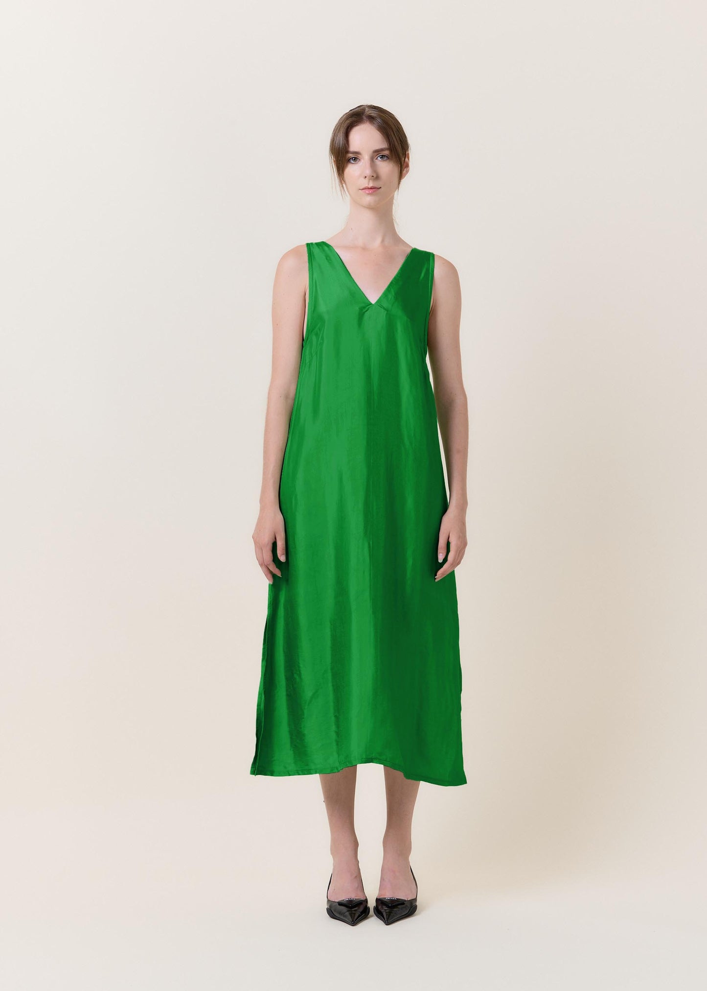 Olive Simple Silk Dress