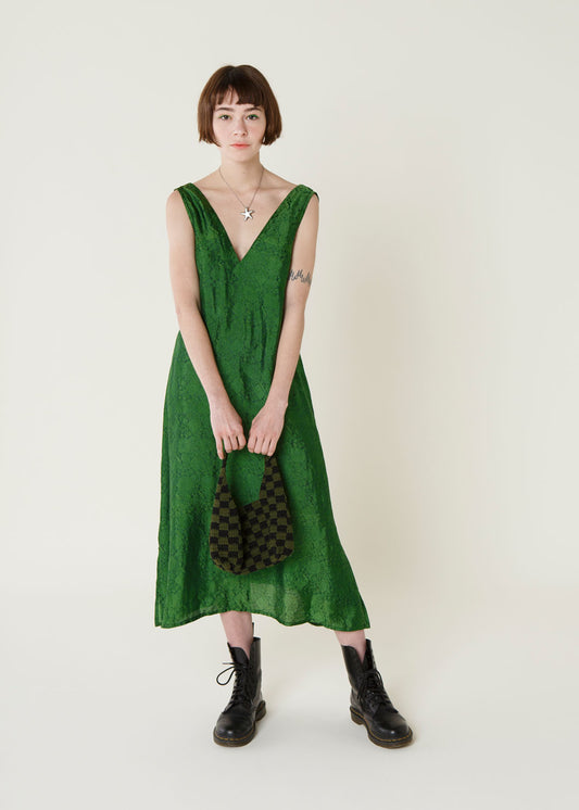 Green Silk Brocade Dress