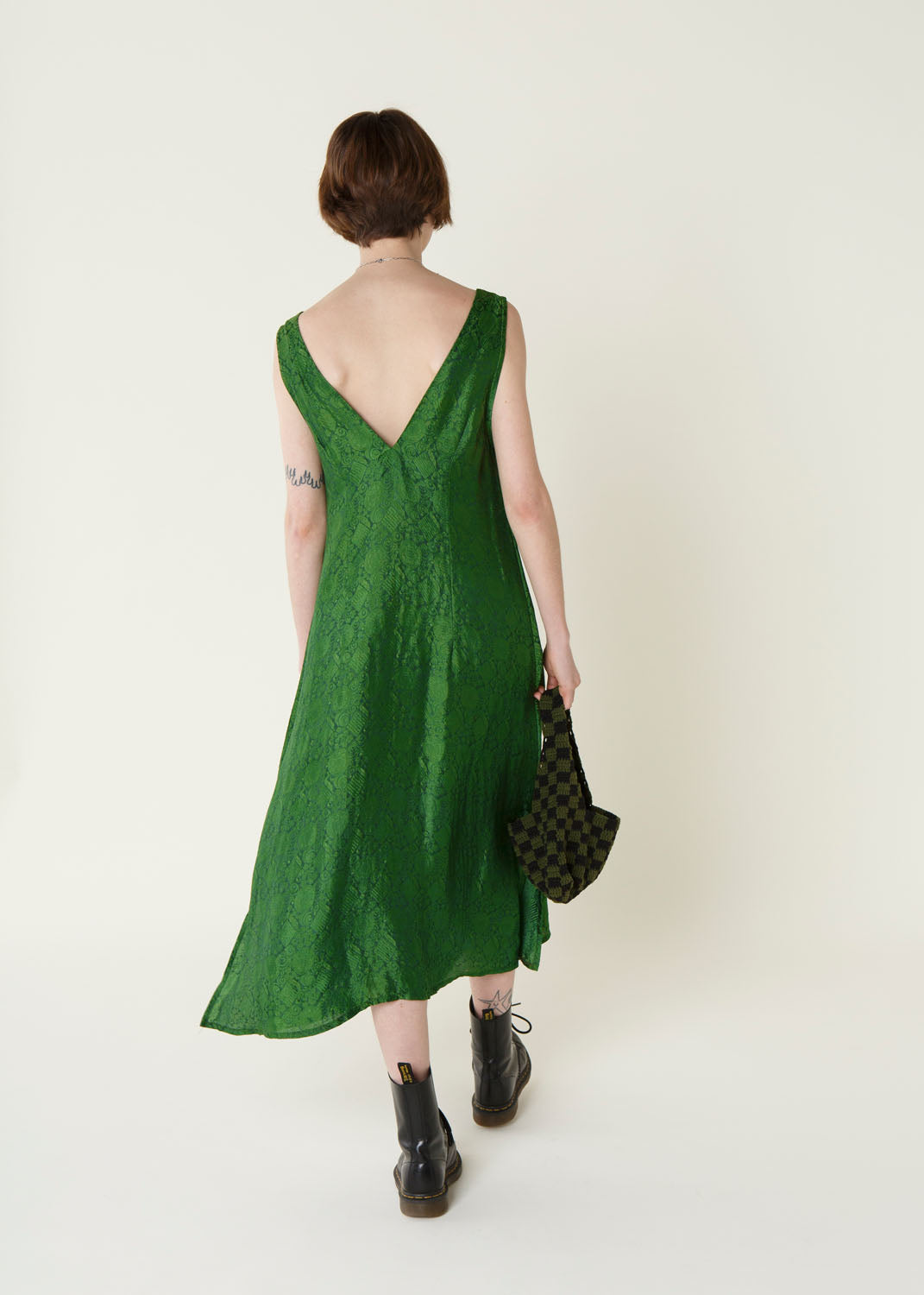 Green Silk Brocade Dress