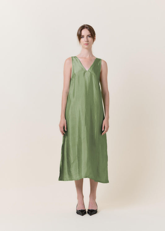 Sage Green Silk Maxi Dress