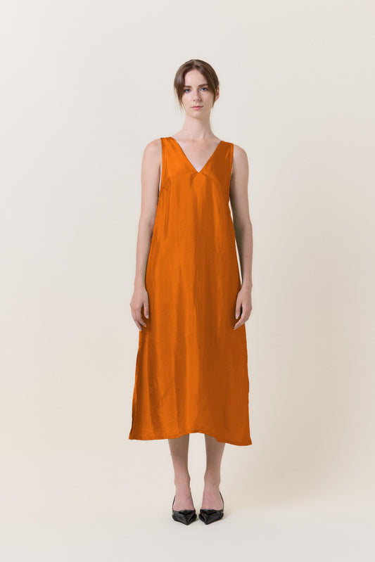 Orange Silk Maxi Dress