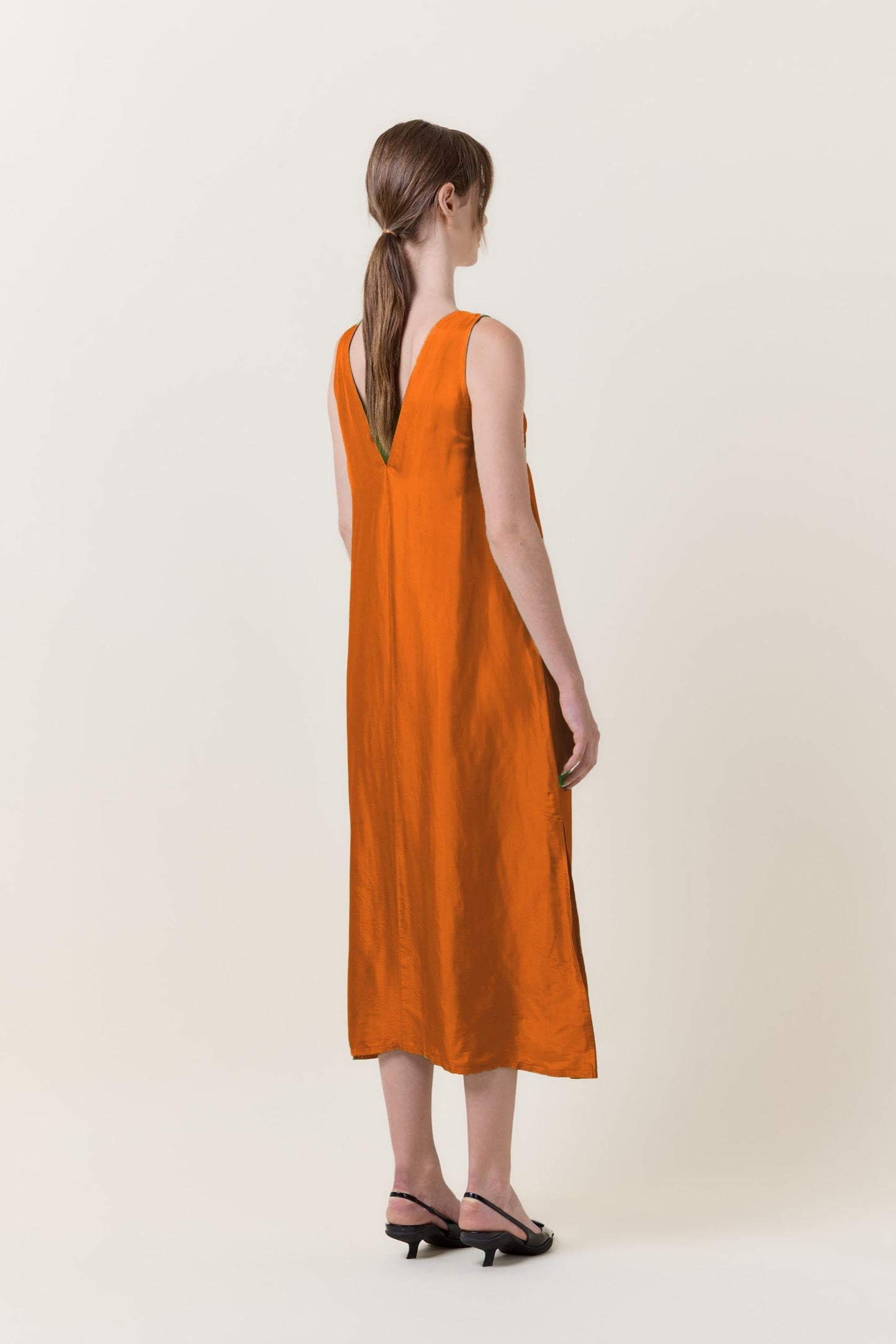 Orange Silk Maxi Dress