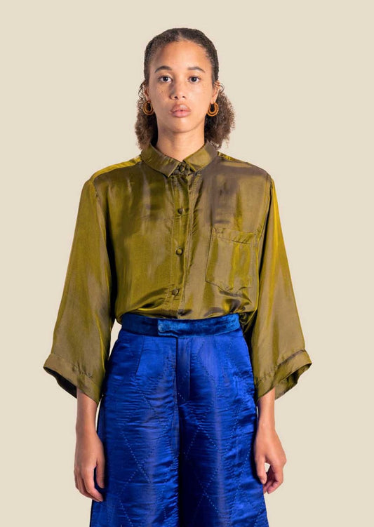 Olive Silk Shirt