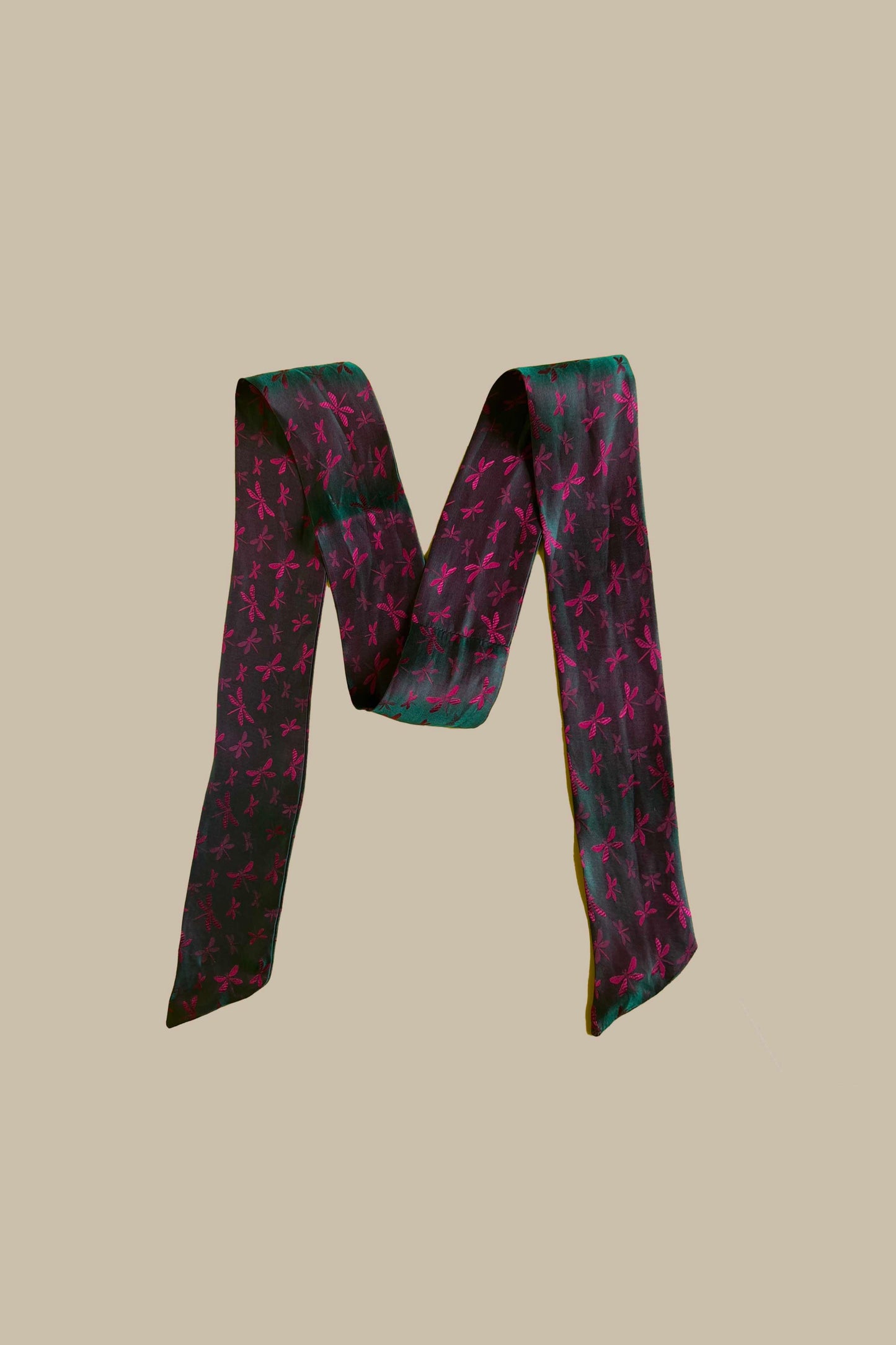 Bicolor Long Silk Ribbon Scarf