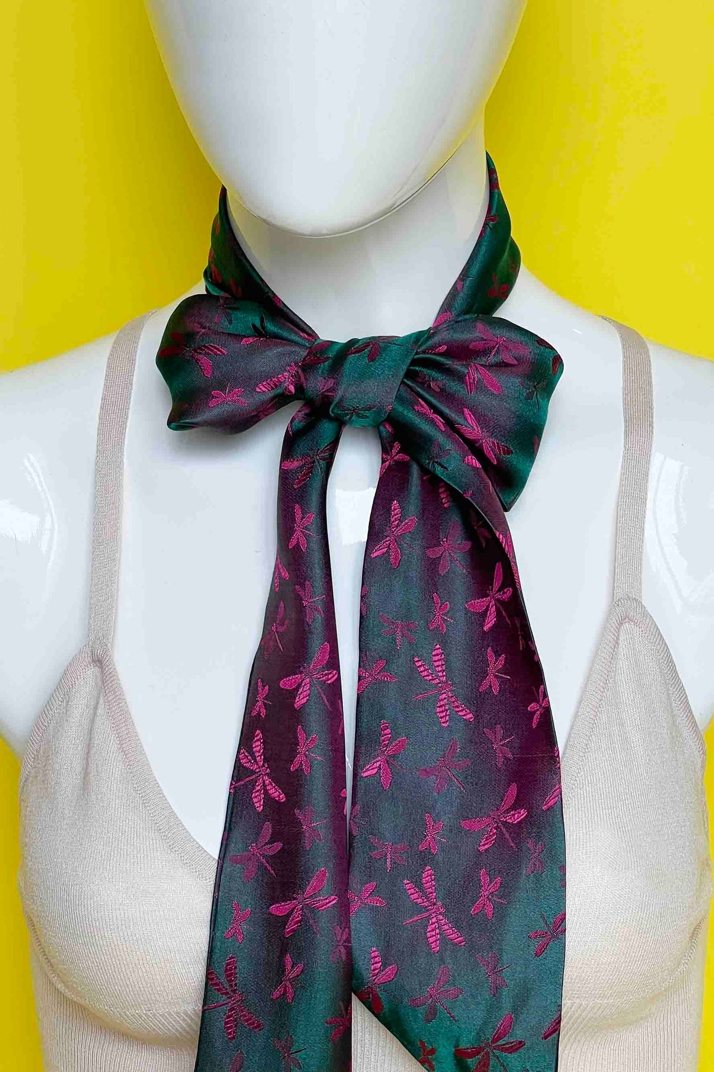 Bicolor Long Silk Ribbon Scarf