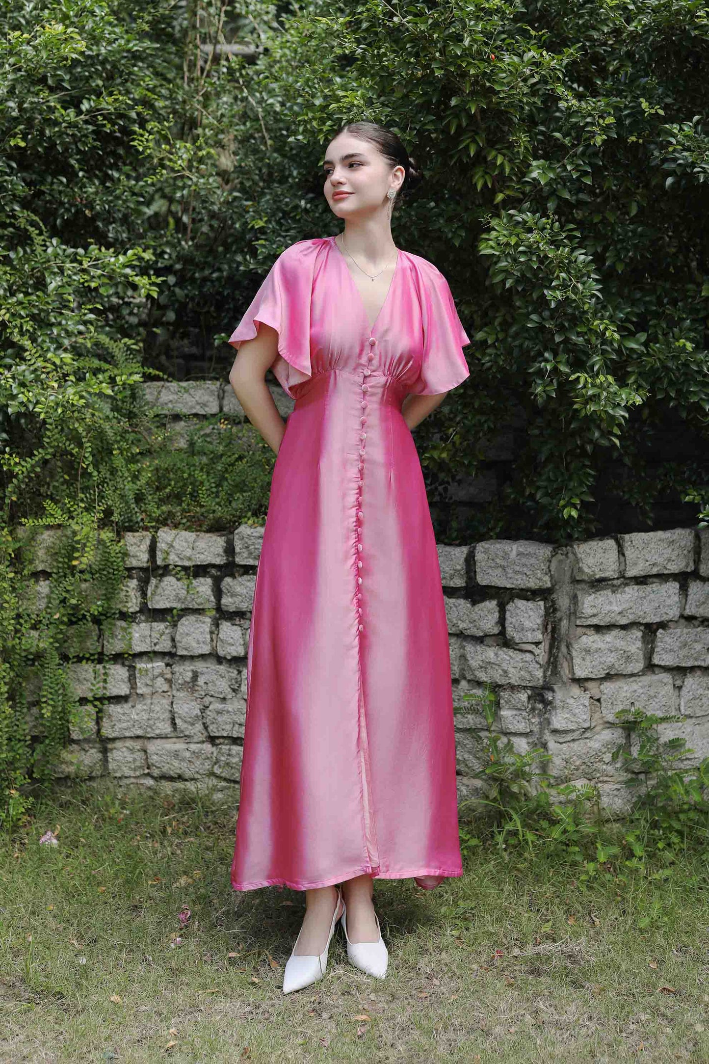 Rose Pink Silk Dress Lily