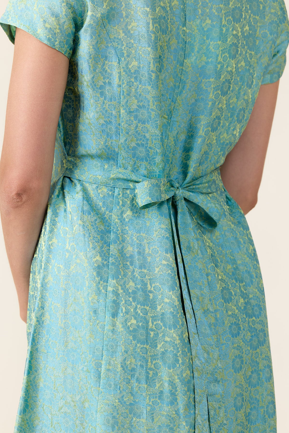 Mint Brocade Silk Dress RETRO