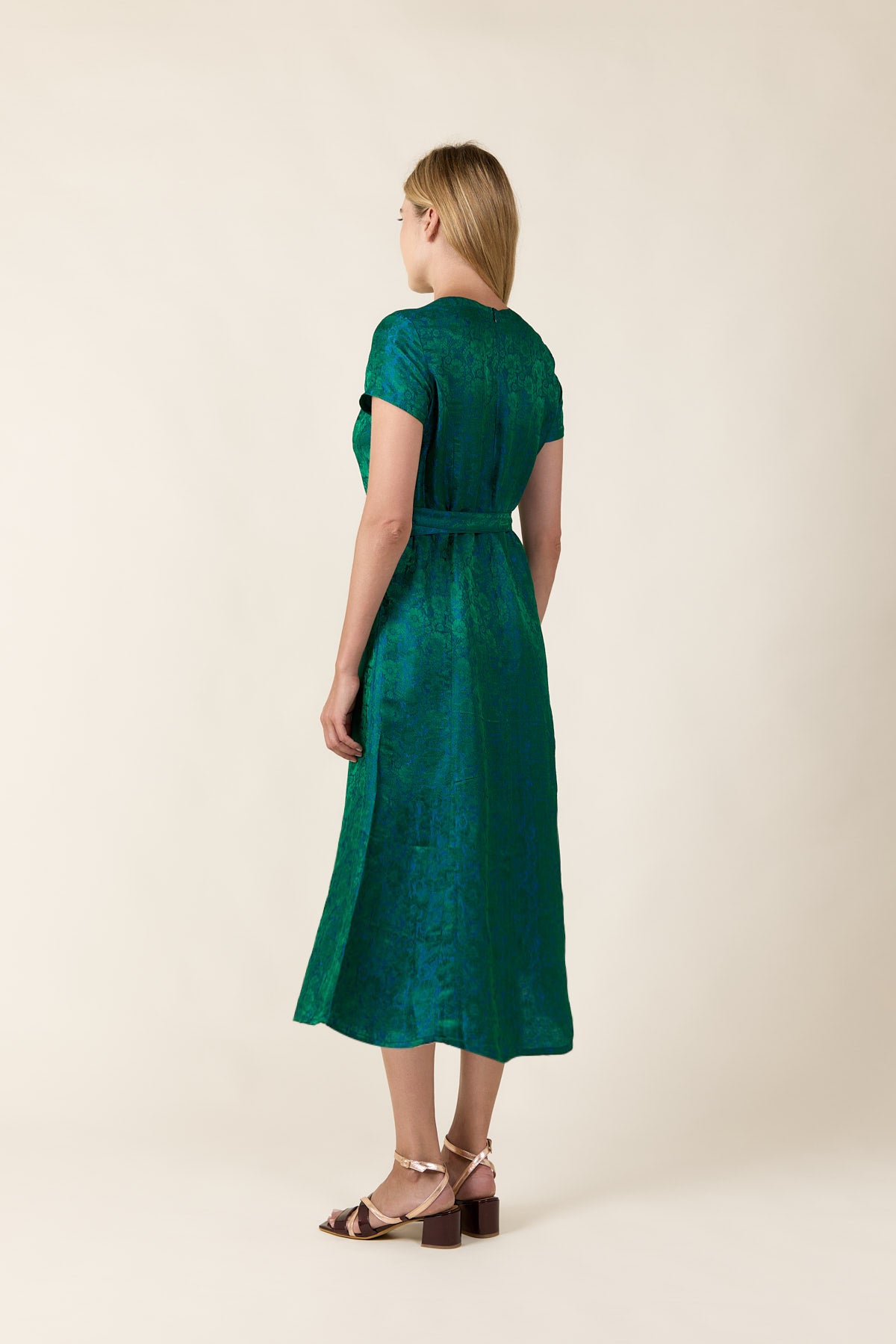 Emerald Brocade Silk Dress RETRO