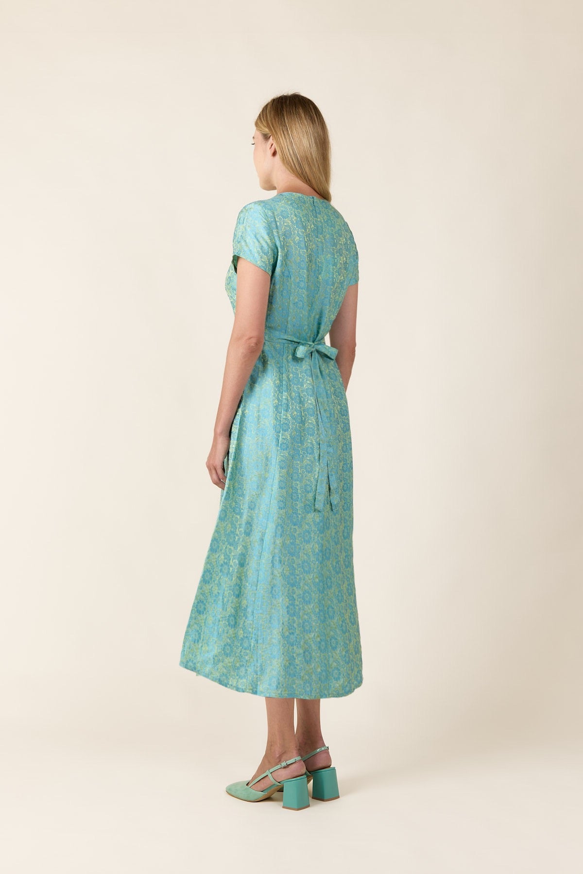 Mint Brocade Silk Dress RETRO