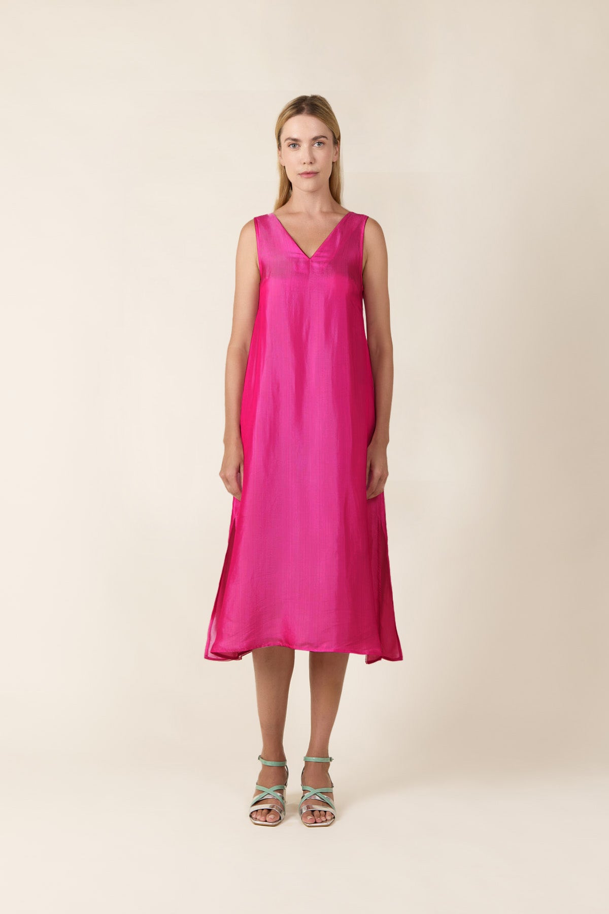 Magenta Silk Slip Dress