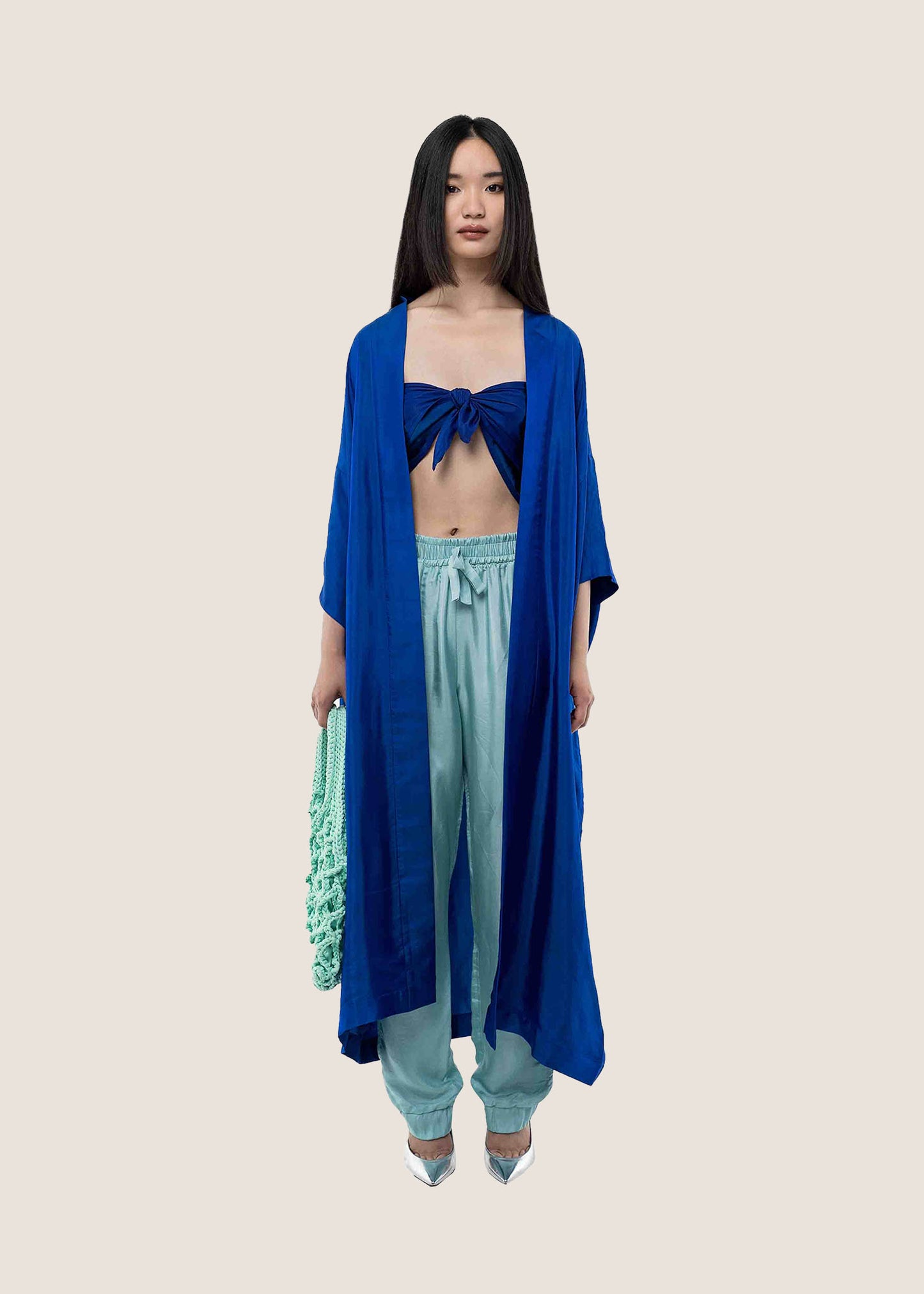 Long Silk Blue Kimono