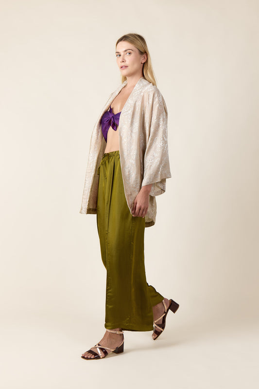 Olive Relaxed Silk Pants