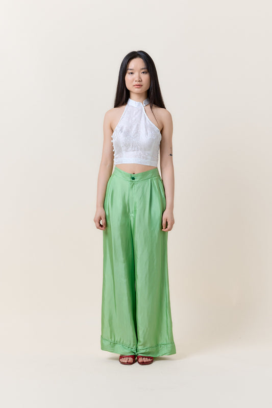 Almond Green Silk Trousers LE