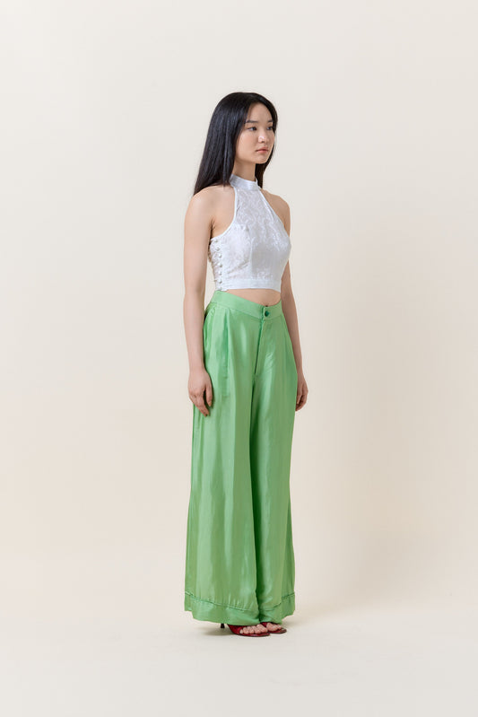 Almond Green Silk Trousers LE