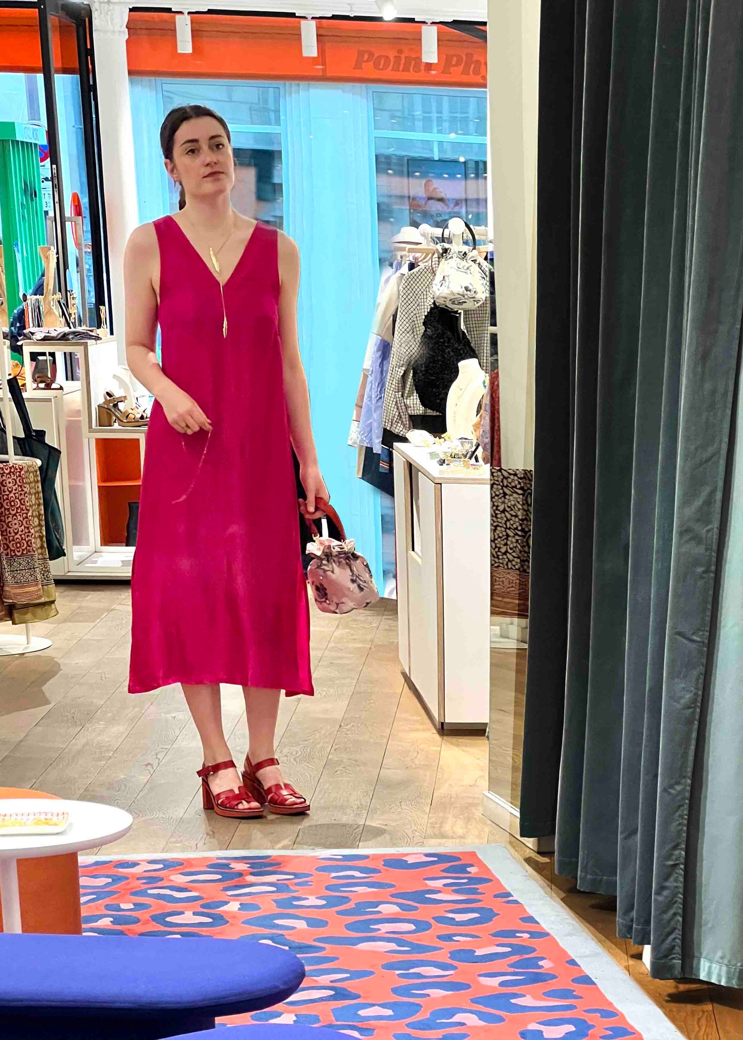 Hot Pink Silk Maxi Dress