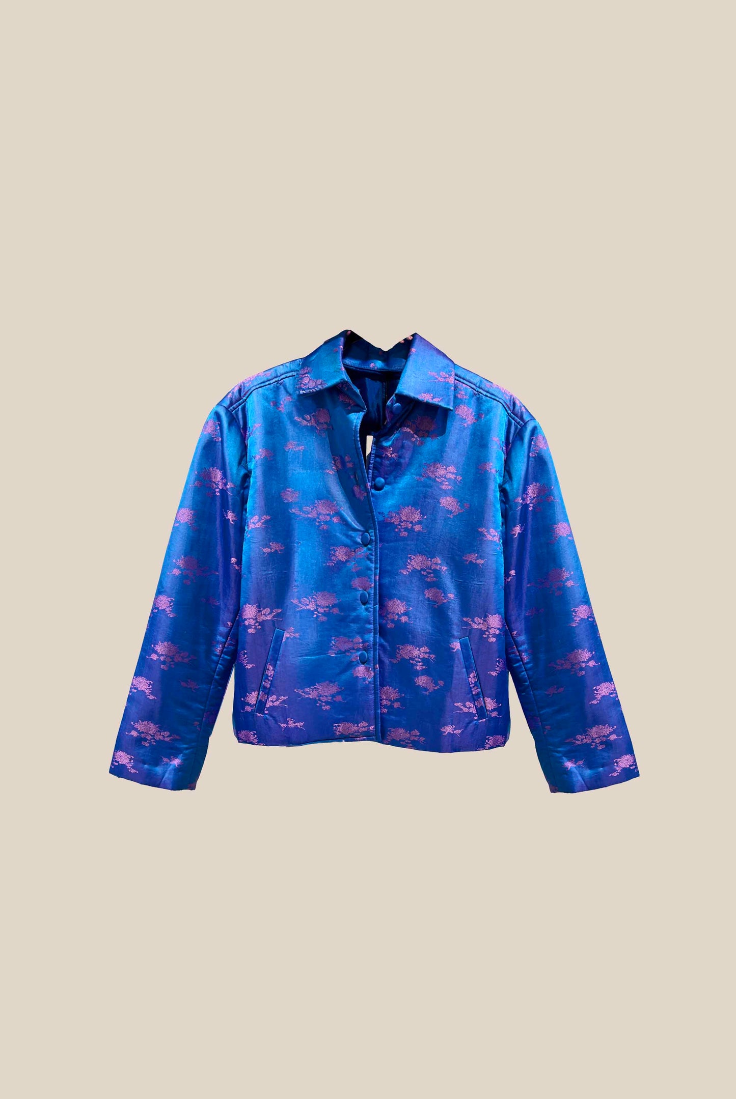 3 Layer Jacquard Silk Coat – Shirt Collar, Silk Lining