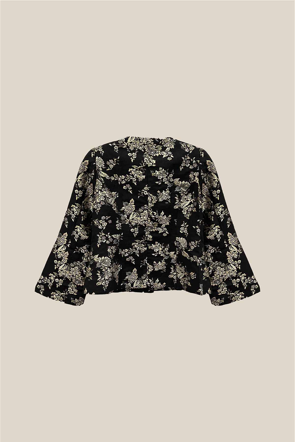 Jacquard Floral Jacket – Linen Cotton Exterior, 100% Silk Lining