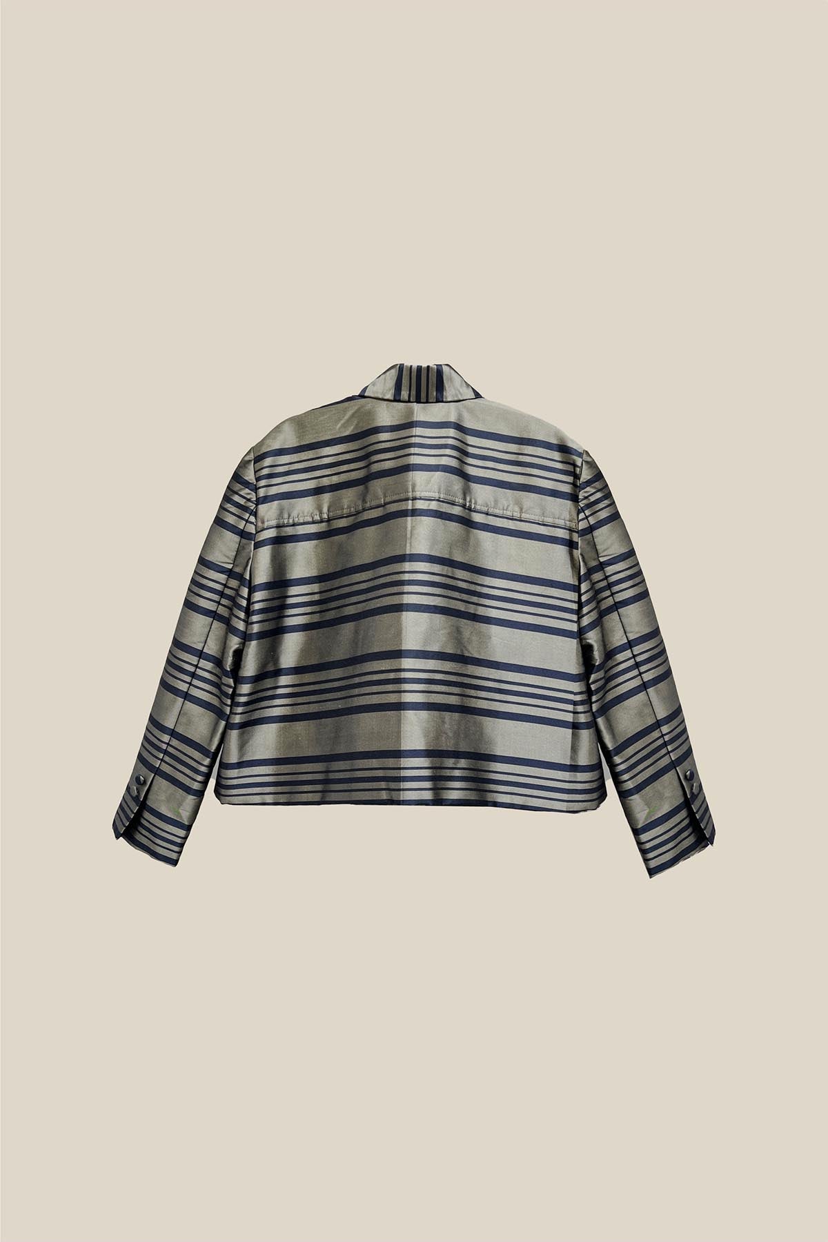 Taffeta Silk Jacket – Black Stripes on Champagne