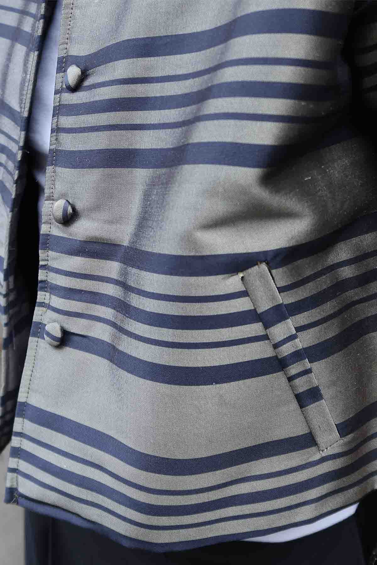 Taffeta Silk Jacket – Black Stripes on Champagne