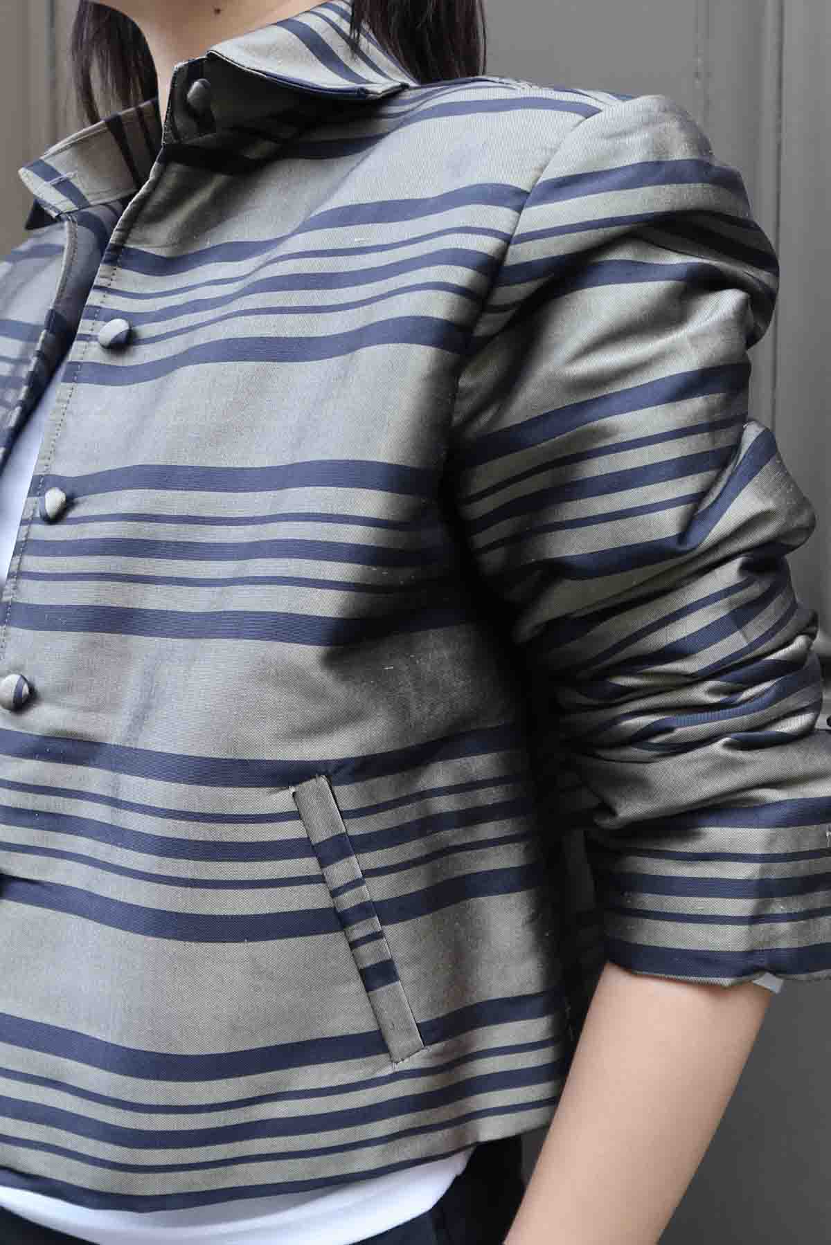 Taffeta Silk Jacket – Black Stripes on Champagne